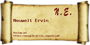 Neuwelt Ervin névjegykártya